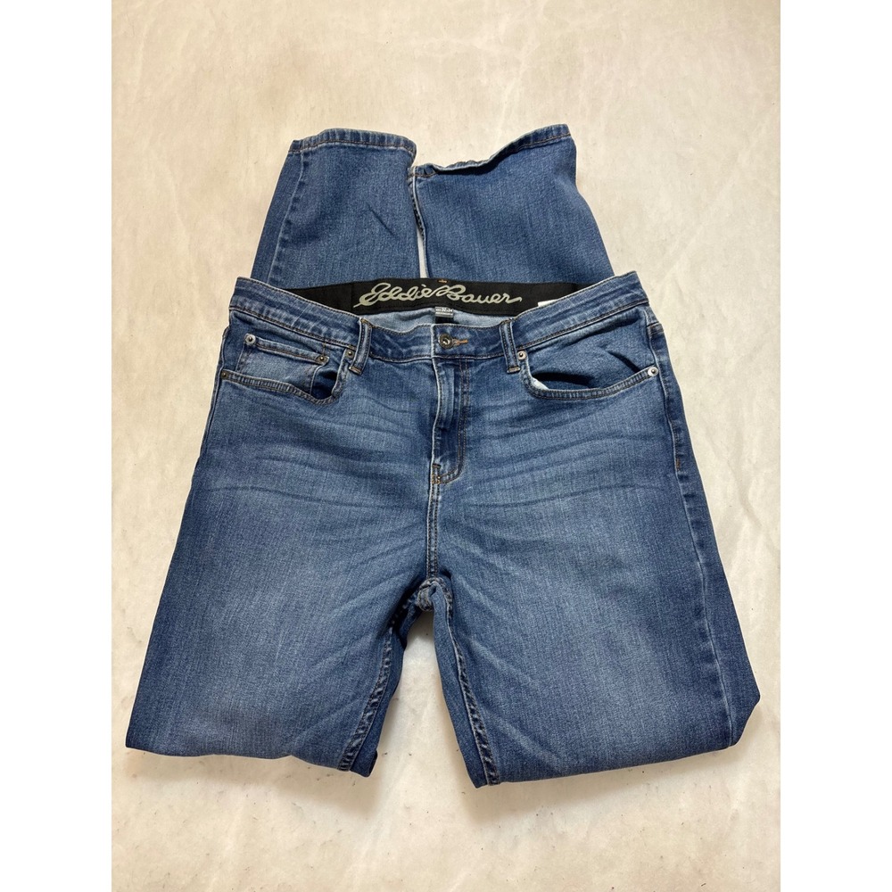 Eddie Bauer Mens Jeans 32W x 34L Blue Denim Straight Leg Casual Pants - Picture 4 of 9